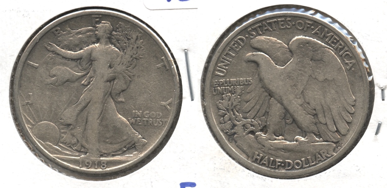 1918-S Walking Liberty Half Dollar Fine-12 #i Cleaned