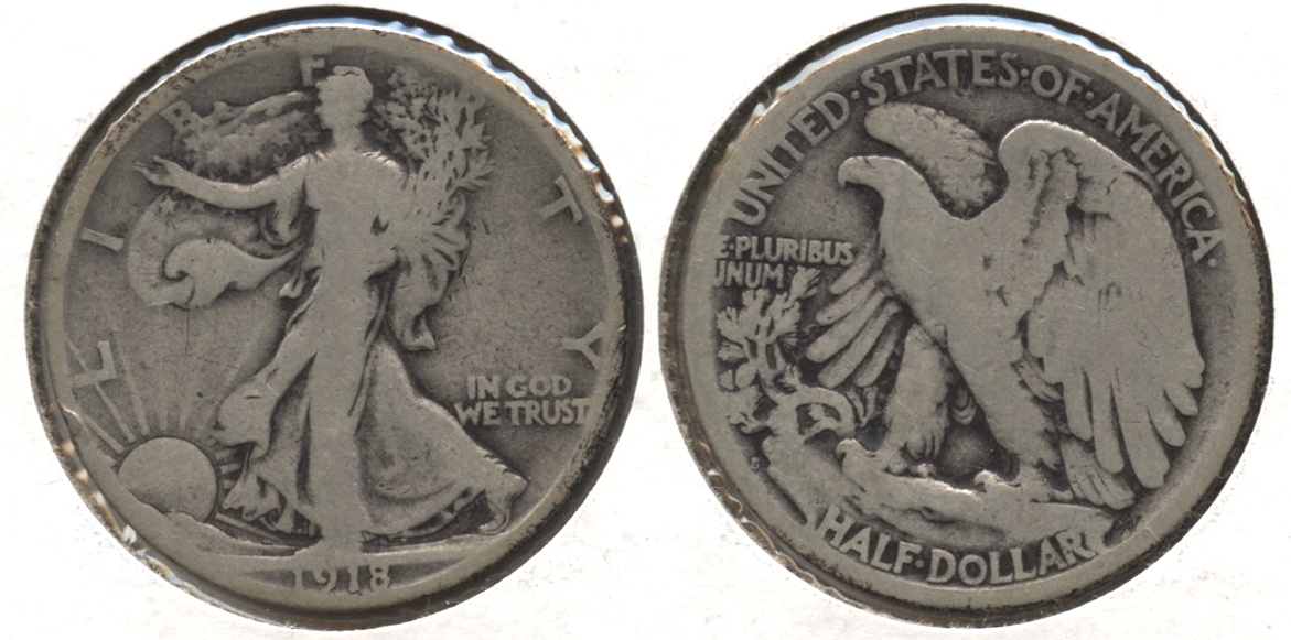 1918-S Walking Liberty Half Dollar Good-4 #ad