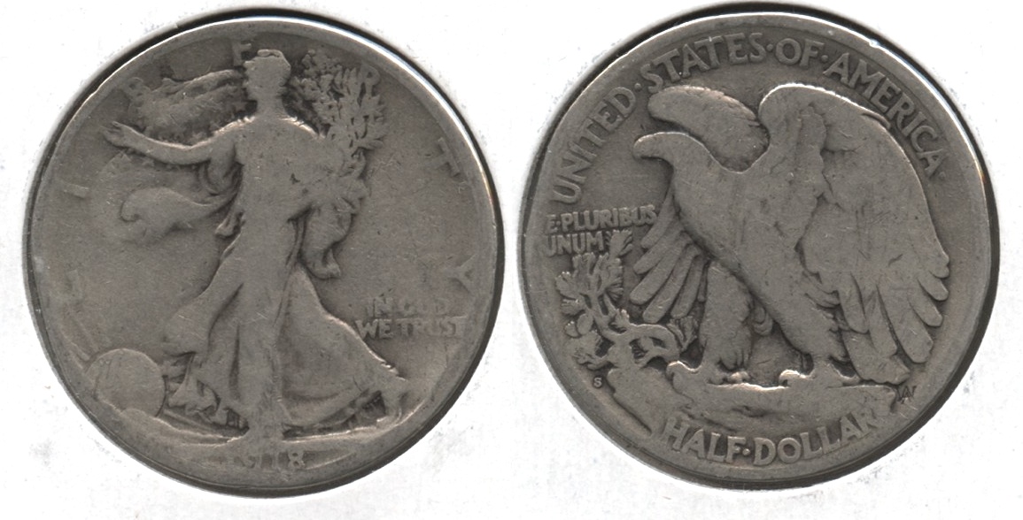1918-S Walking Liberty Half Dollar Good-4 #aj