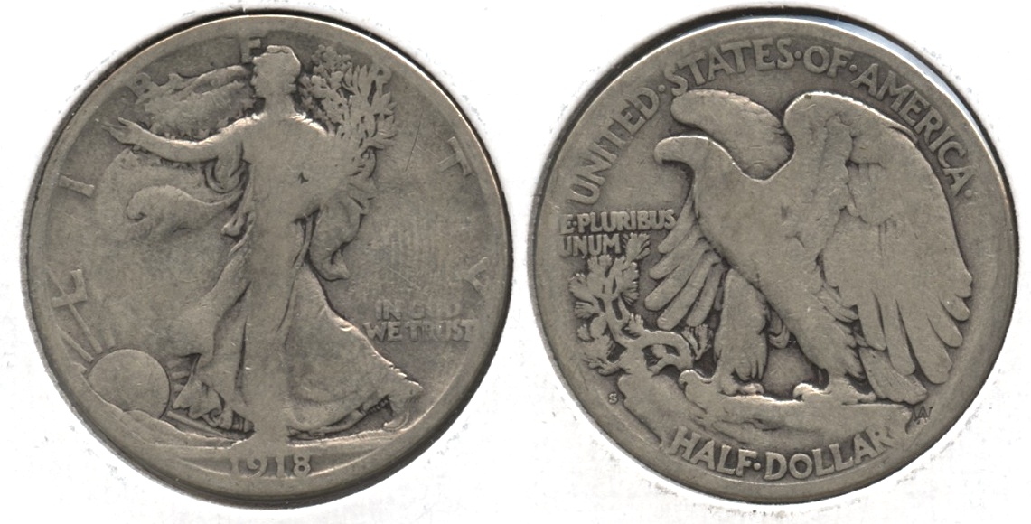 1918-S Walking Liberty Half Dollar Good-4 #at
