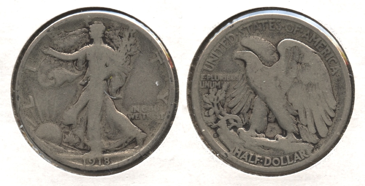 1918-S Walking Liberty Half Dollar Good-4 #aw