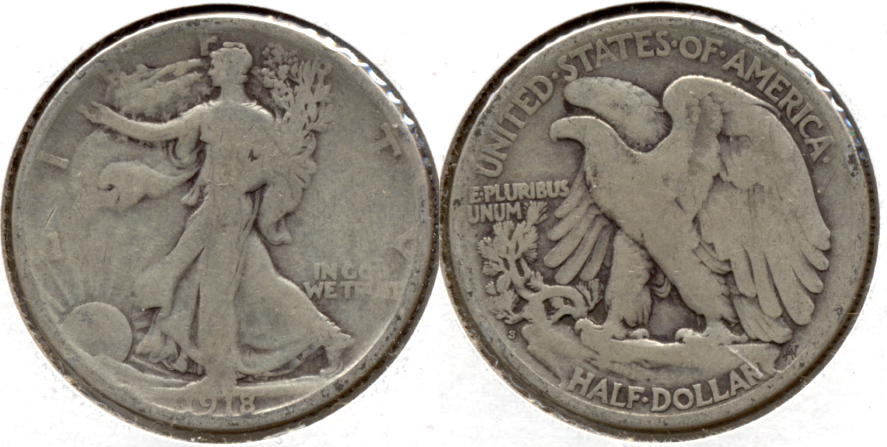 1918-S Walking Liberty Half Dollar Good-4 b
