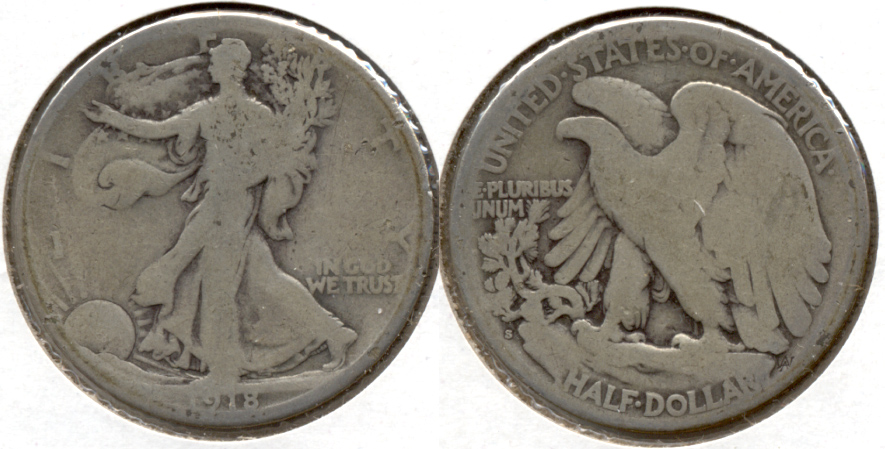 1918-S Walking Liberty Half Dollar Good-4 f