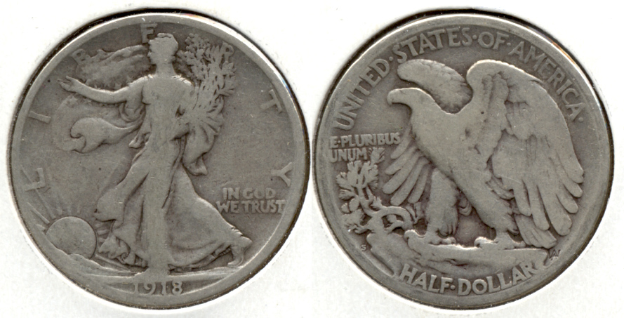 1918-S Walking Liberty Half Dollar Good-4 y