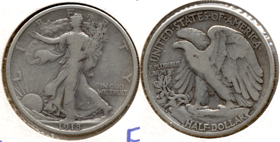 1918-S Walking Liberty Half Dollar VG-8 Obverse Scratch