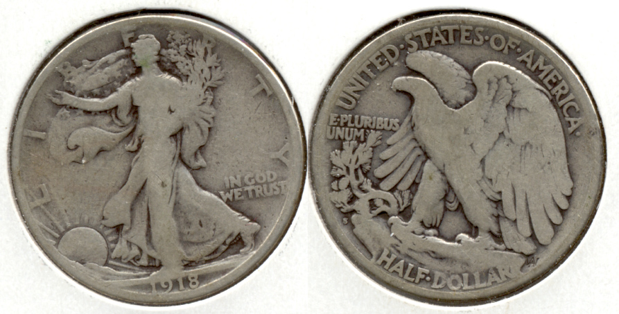 1918-S Walking Liberty Half Dollar VG-8 d