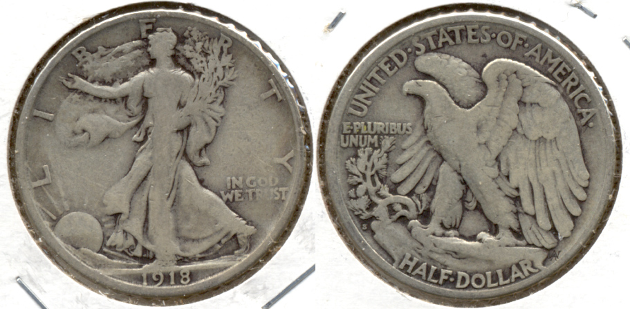 1918-S Walking Liberty Half Dollar VG-8 e