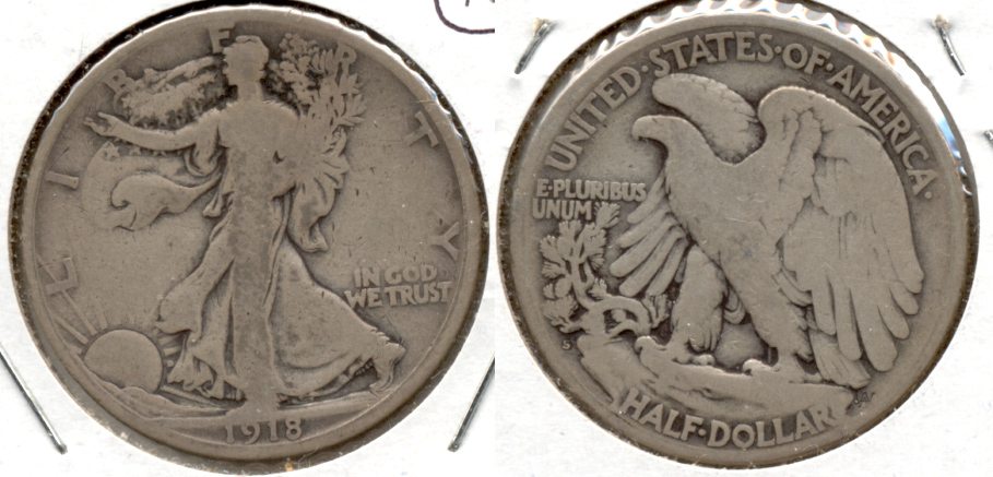 1918-S Walking Liberty Half Dollar VG-8 h