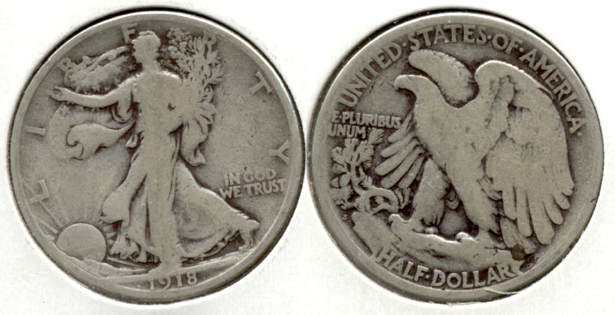 1918-S Walking Liberty Half Dollar VG-8 k