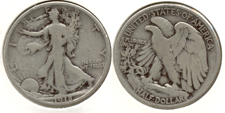 1918-S Walking Liberty Half Dollar VG-8 l