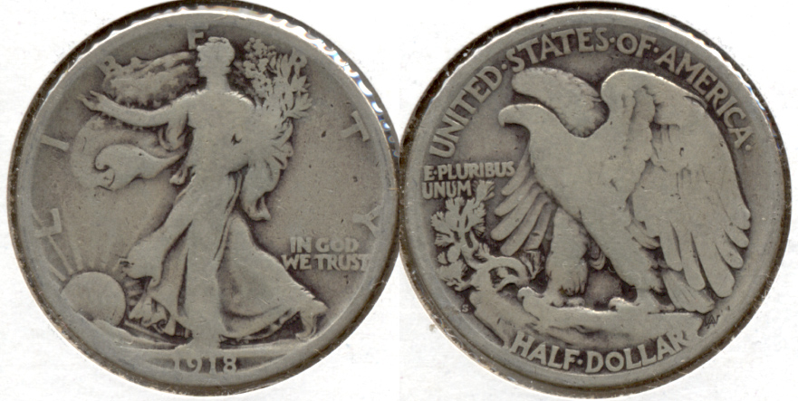 1918-S Walking Liberty Half Dollar VG-8 q