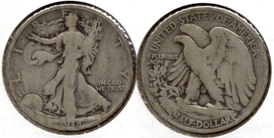 1918-S Walking Liberty Half Dollar VG-8 r