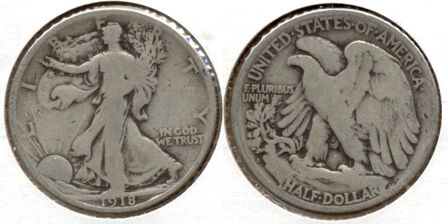 1918-S Walking Liberty Half Dollar VG-8 s