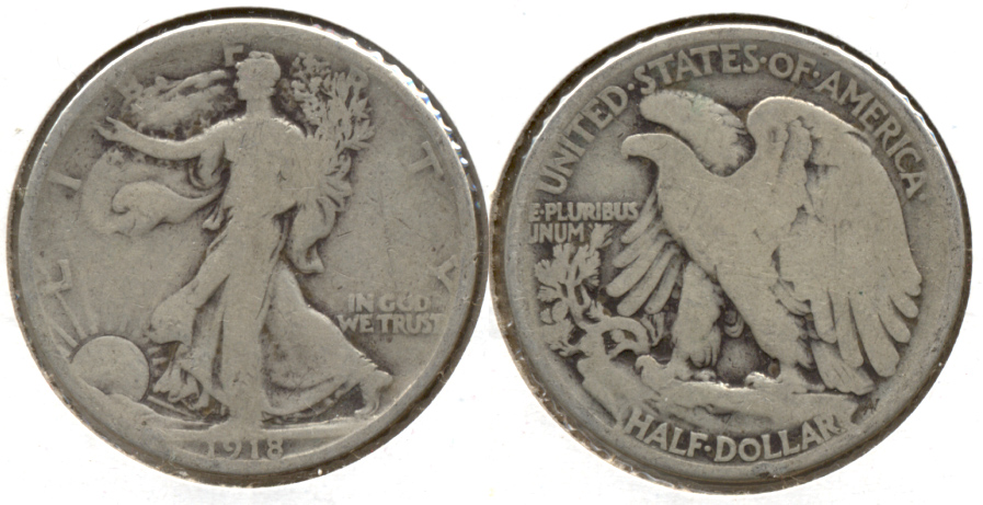 1918 Walking Liberty Half Dollar Good-4 e