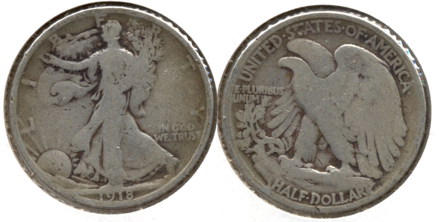 1918 Walking Liberty Half Dollar Good-4 f