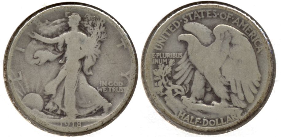 1918 Walking Liberty Half Dollar Good-4 n