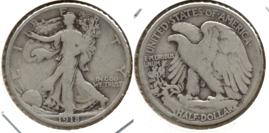1918 Walking Liberty Half Dollar VG-8 b