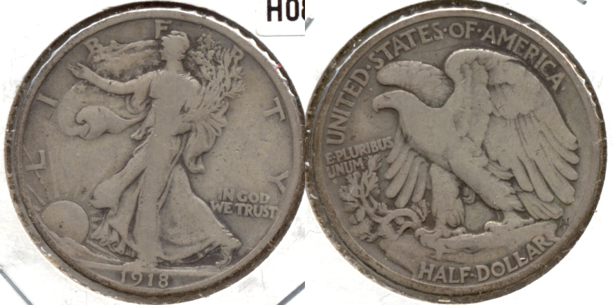 1918 Walking Liberty Half Dollar VG-8 c