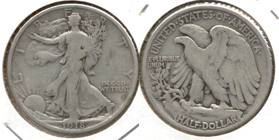 1918 Walking Liberty Half Dollar VG-8 d