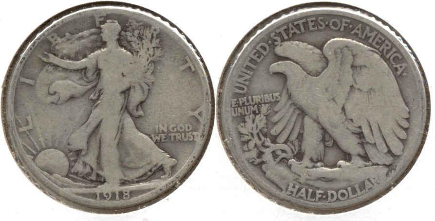 1918 Walking Liberty Half Dollar VG-8 j