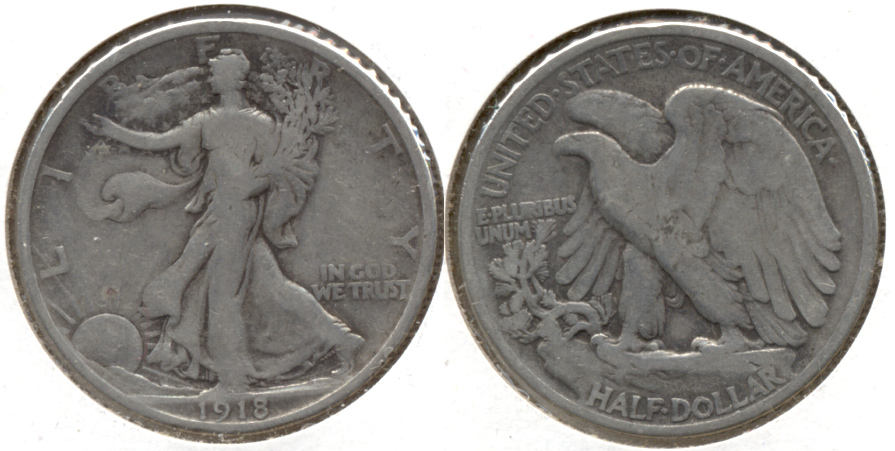 1918 Walking Liberty Half Dollar VG-8 k