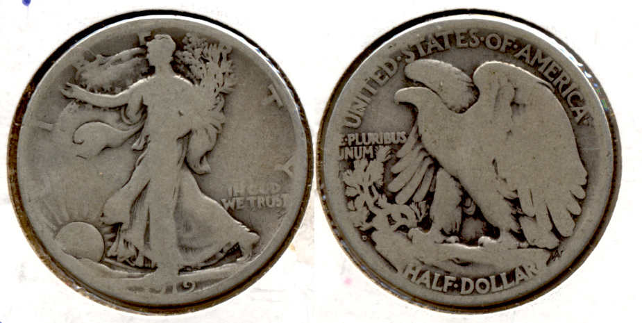 1919-D Walking Liberty Half Dollar AG-3 b
