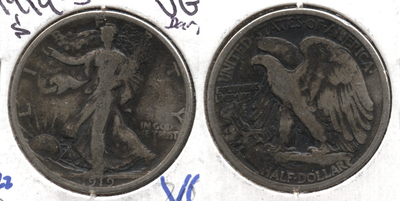 1919-S Walking Liberty Half Dollar VG-8 #b Dark
