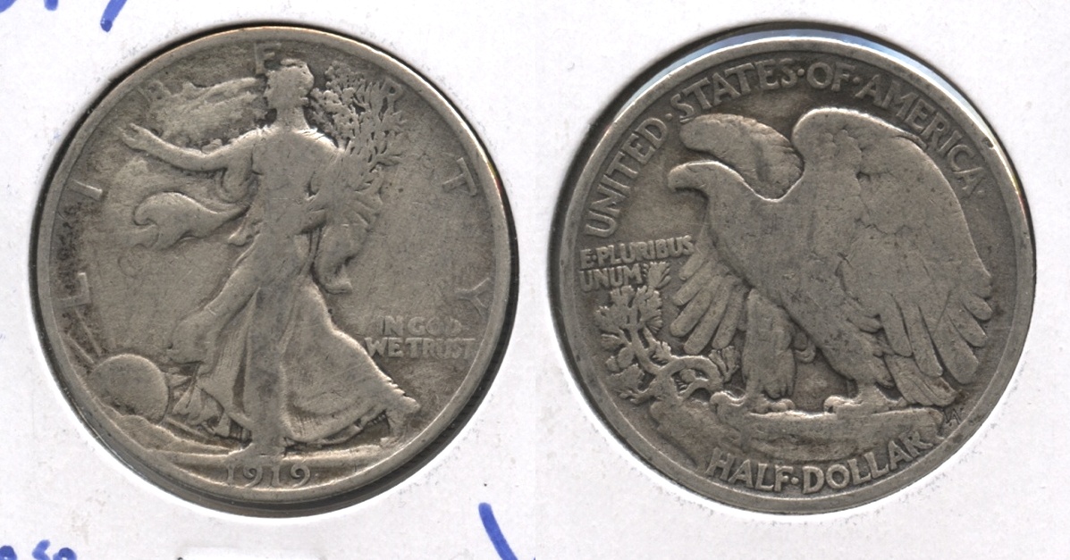 1919 Walking Liberty Half Dollar VG-8 #m Cleaned