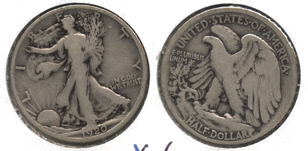 1920-D Walking Liberty Half Dollar VG-8 #e