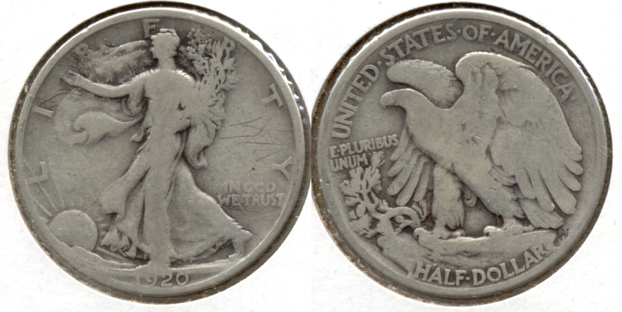 1920 Walking Liberty Half Dollar Good-6 Obverse Scuffs
