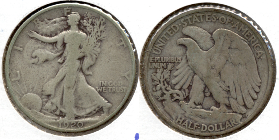 1920 Walking Liberty Half Dollar VG-8 d