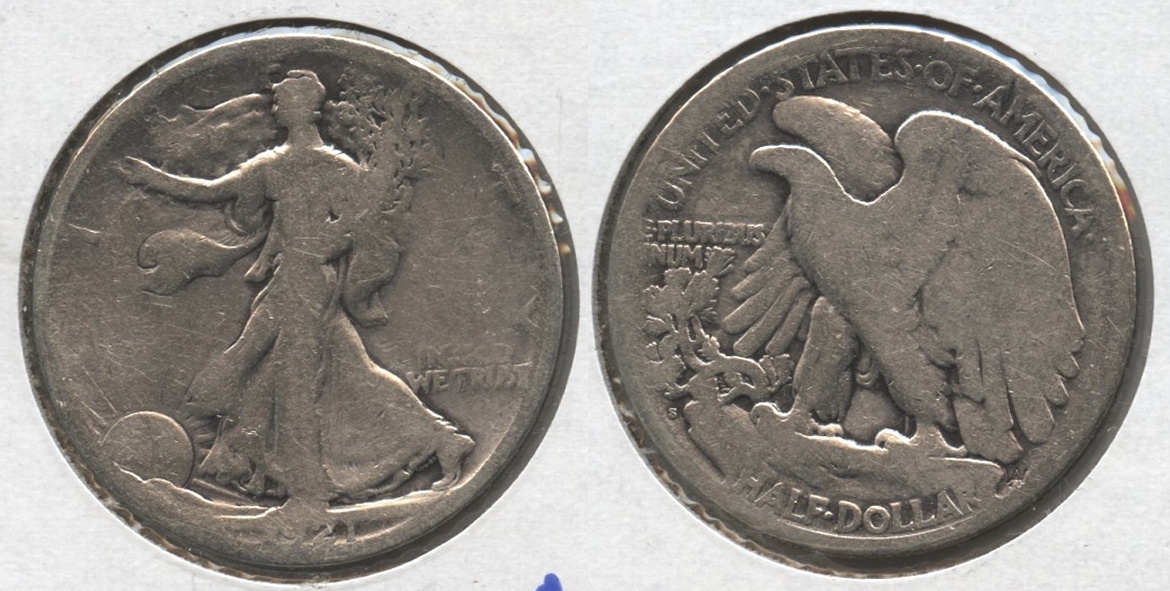 1921-S Walking Liberty Half Dollar AG-3 #b Cleaned