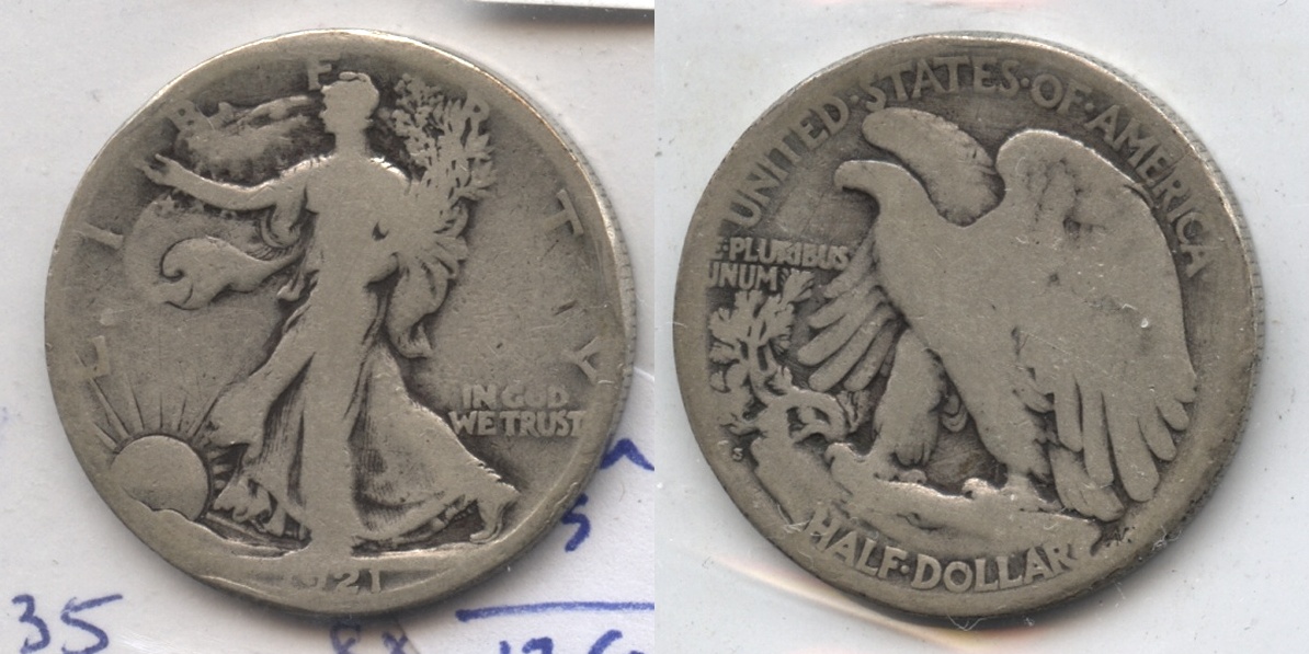 1921-S Walking Liberty Half Dollar AG-3 #l