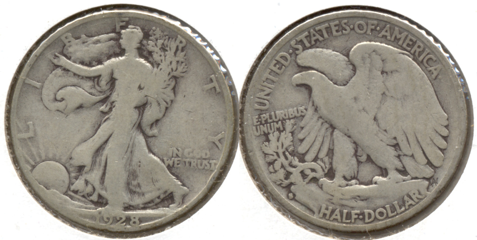 1928-S Walking Liberty Half Dollar VG-8 f