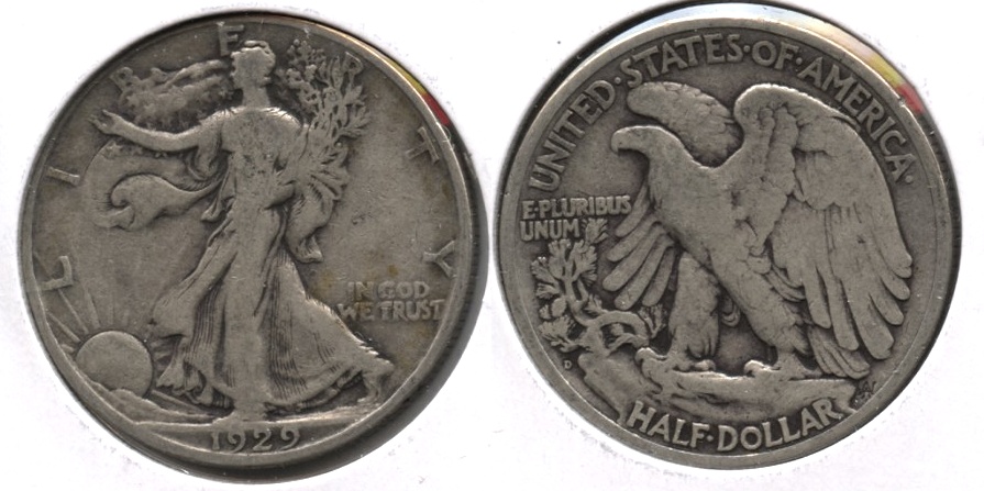 1929-D Walking Liberty Half Dollar VG-8 a
