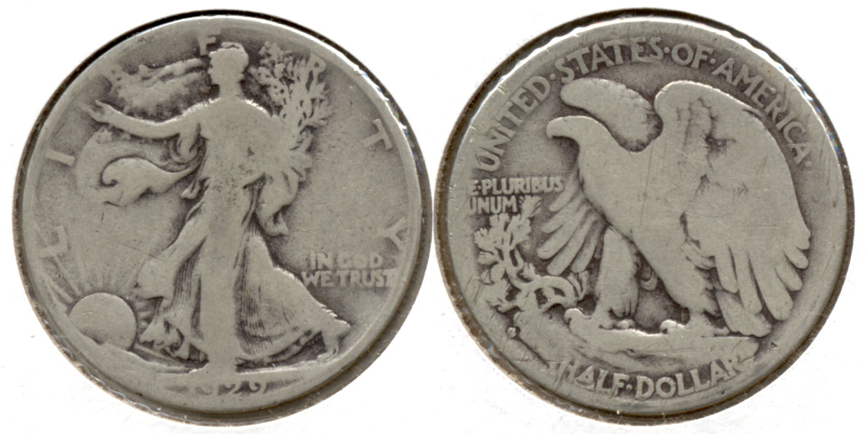 1929-S Walking Liberty Half Dollar Good-4 Reverse Scratches
