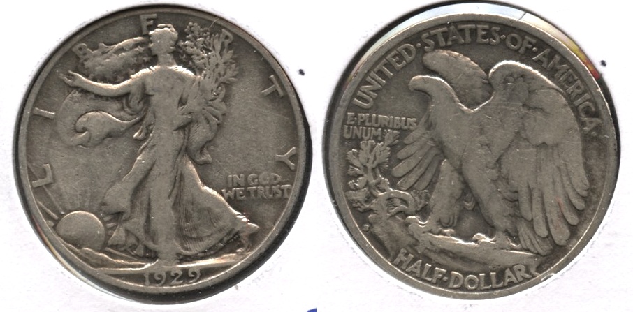 1929-S Walking Liberty Half Dollar VG-8 i Light Cleaning