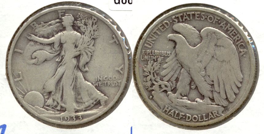1933-S Walking Liberty Half Dollar Fine-12 b
