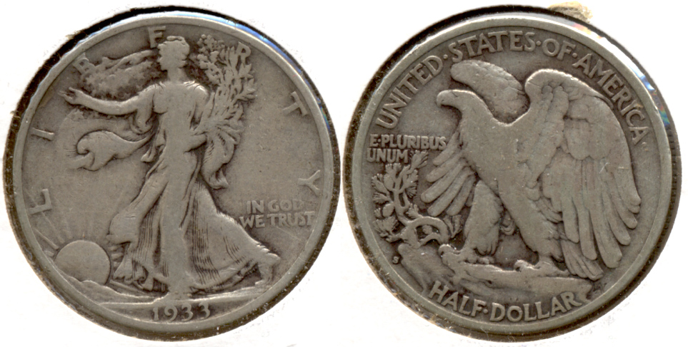 1933-S Walking Liberty Half Dollar Fine-12 e