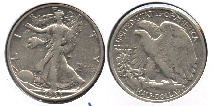 1933-S Walking Liberty Half Dollar Fine-15 Cleaned