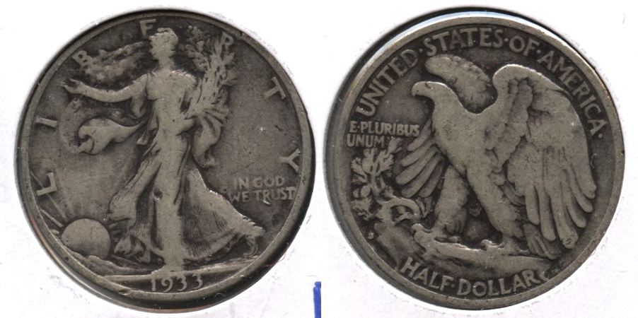 1933-S Walking Liberty Half Dollar VG-8 g