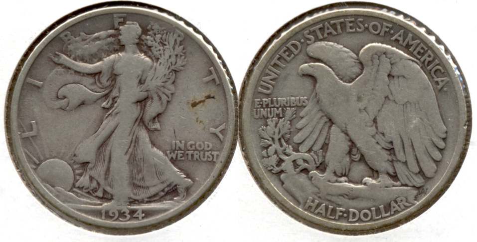 1934 Walking Liberty Half Dollar Fine-12 a