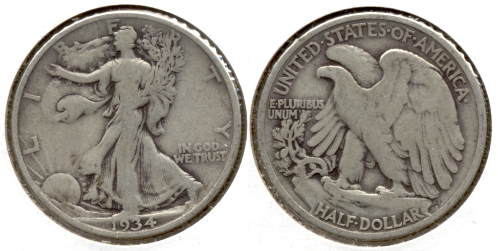 1934 Walking Liberty Half Dollar Fine-12 e