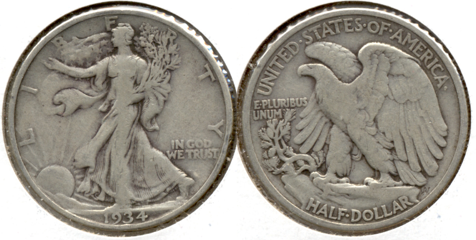 1934 Walking Liberty Half Dollar Fine-12 g