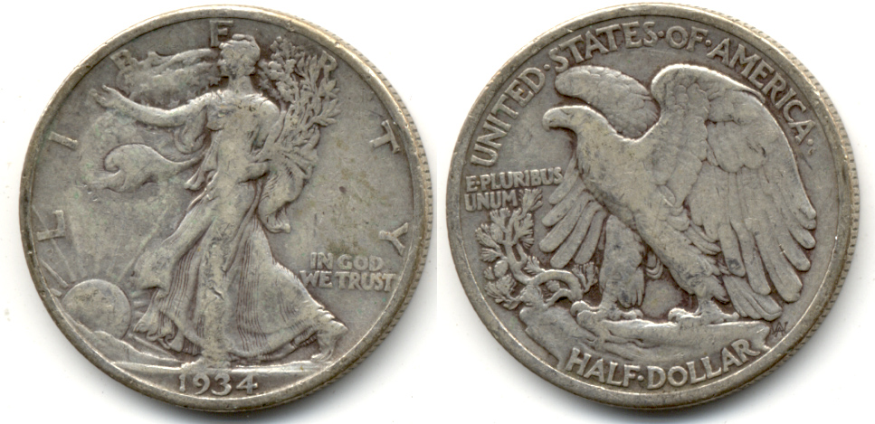 1934 Walking Liberty Half Dollar Fine-12 j