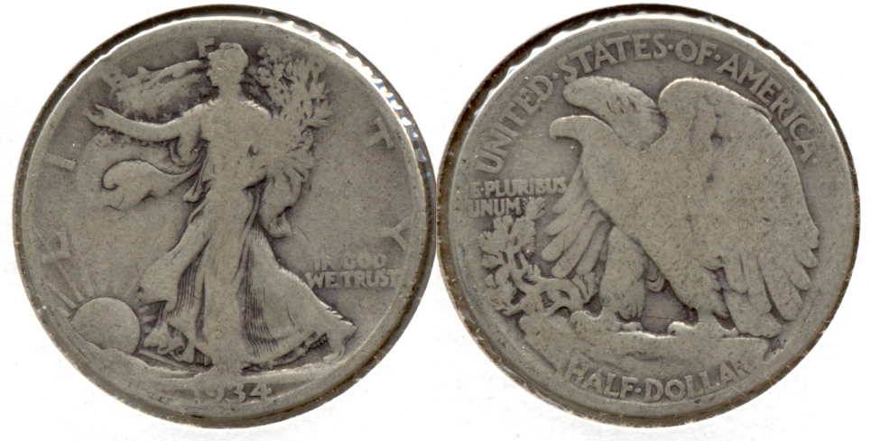 1934 Walking Liberty Half Dollar Good-4 b