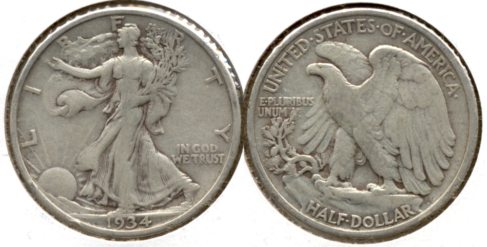 1934 Walking Liberty Half Dollar VF-20