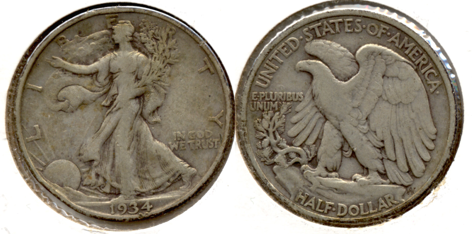 1934 Walking Liberty Half Dollar VF-20 b