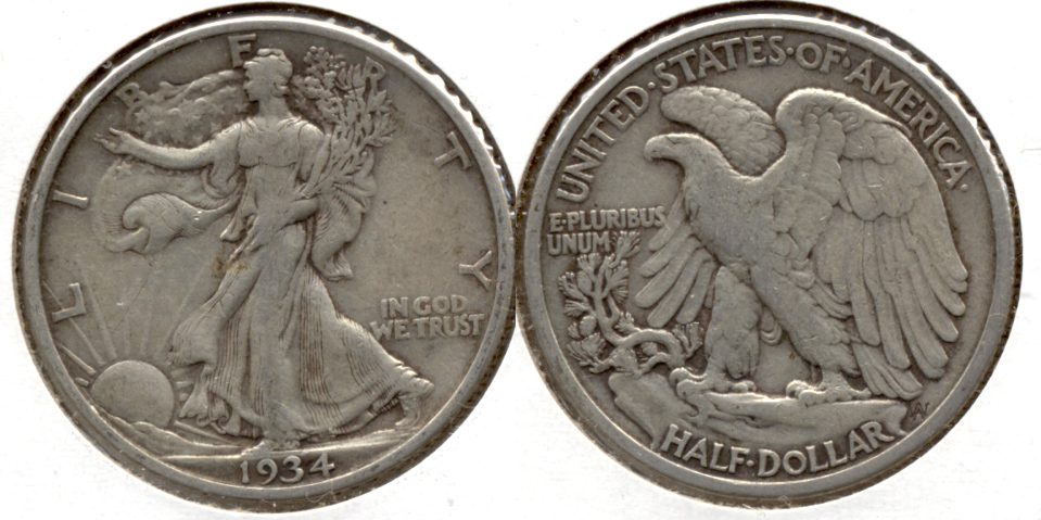 1934 Walking Liberty Half Dollar VF-20 d