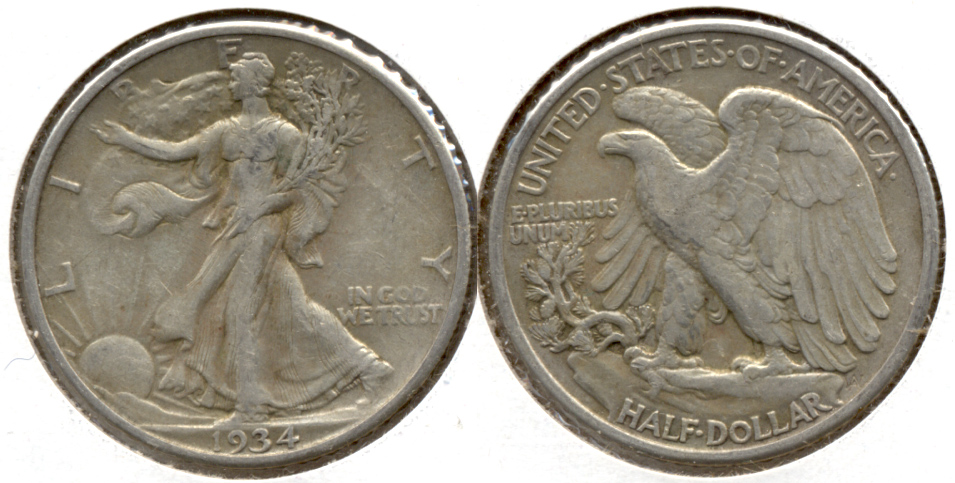 1934 Walking Liberty Half Dollar VF-20 h